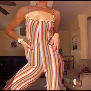 Zara cutout striped jumpsuit.